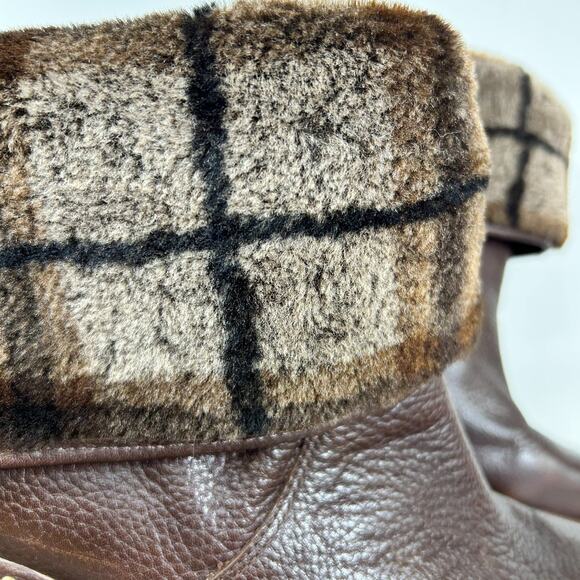 Ugg Womens 12 Leather Lynnea Wood Fleece Lined Ankle Boots Booties Fall Winter - Picture 4 of 14